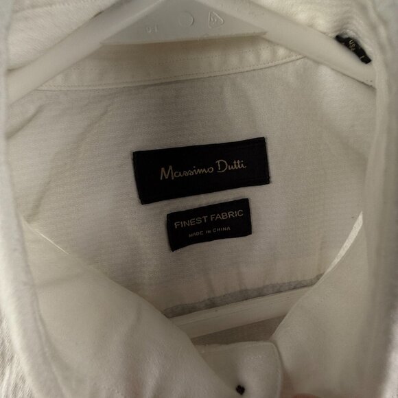 Massimo Dutti Men White Long Sleeve Button Up Shirt Elbow Patches Large Finest - Picture 7 of 16